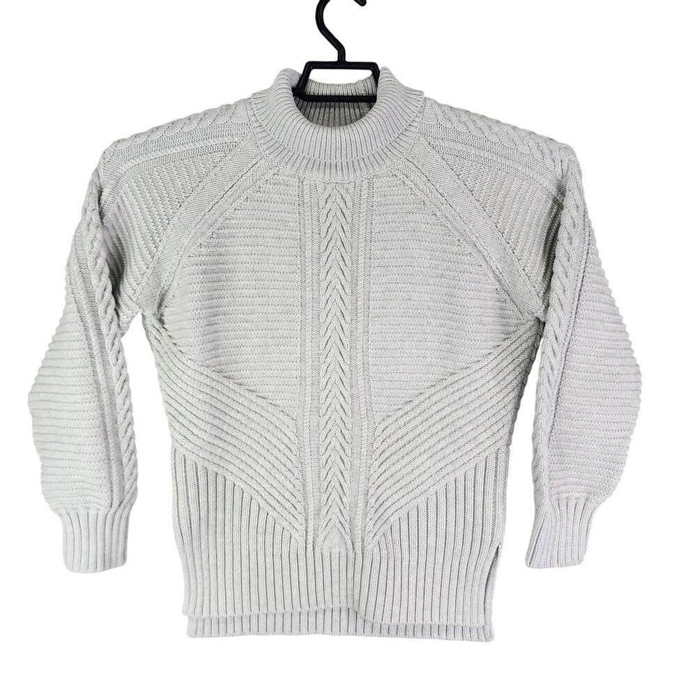 Womens Gray Banana Republic Knit Sweater Textured Turtleneck Long Sleeve Size S